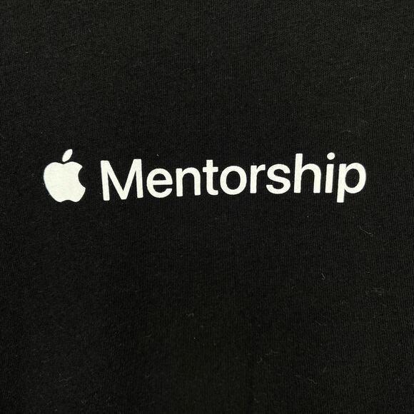 Apple Mentorship Employee T Shirt Mens Size Large Black White Chest Print - Picture 2 of 5